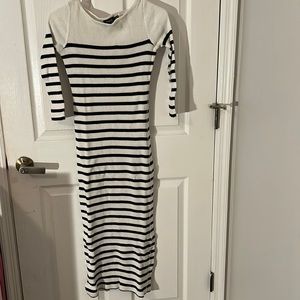 Ralph Lauren cotton dress , horizontal stripes, black and white  shin length